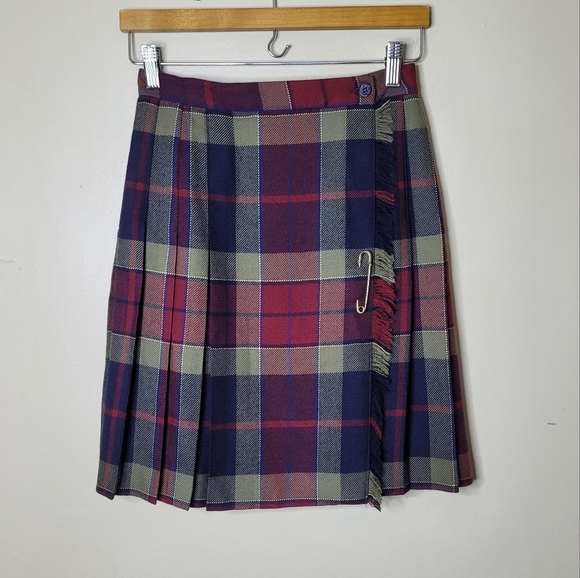 Talbots Wool Plaid Wrap Skirt Kilt Style Preppy Academia 6P - Picture 2 of 7